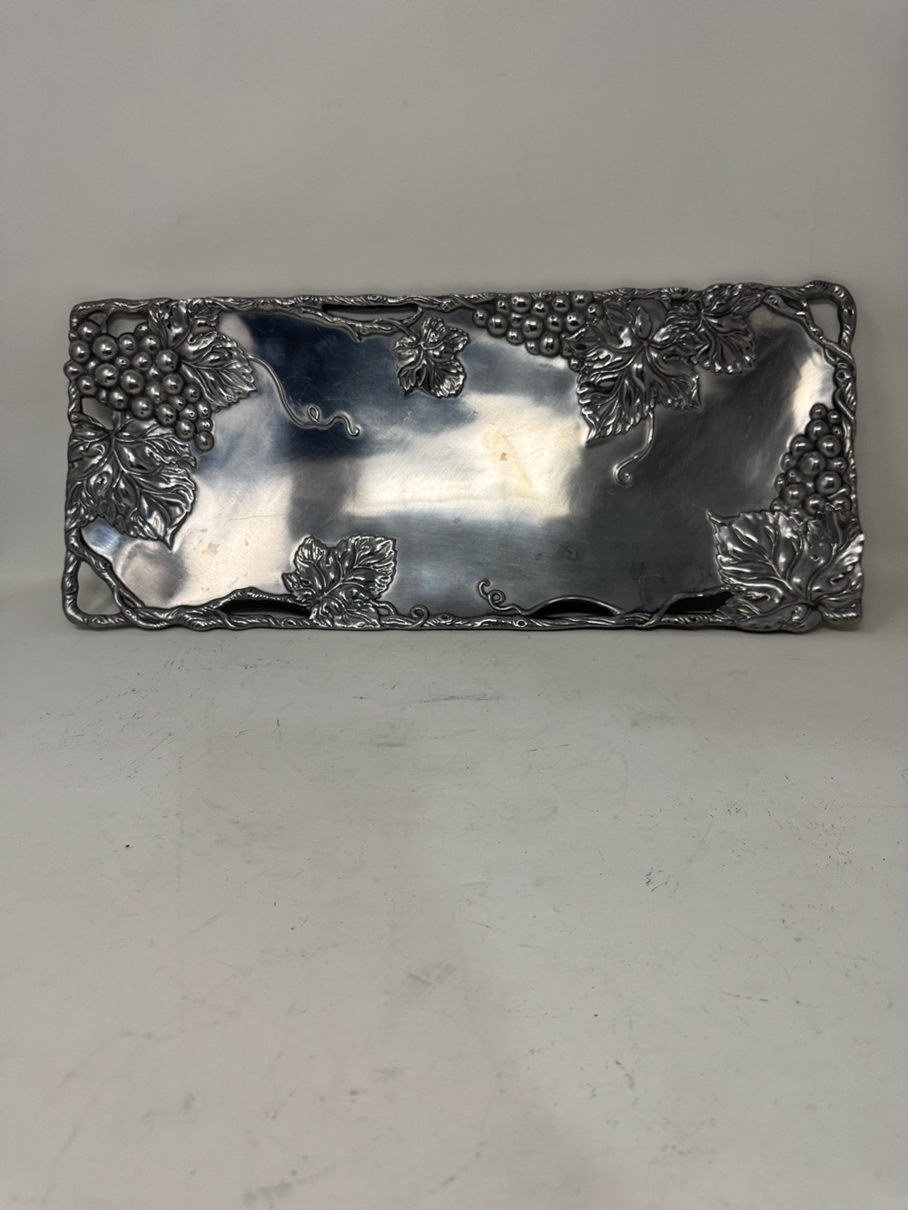 Vintage Arthur Court Silver Grape & Leaf Rectangular Tray2002 19 X8 preowned
